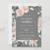 Invitation Mariage Réception Géométrique Classique Rose Gris (Devant)