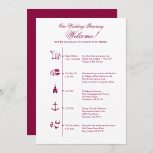 Invitation Mariage Réception Itinéraire Timeline in Wine
