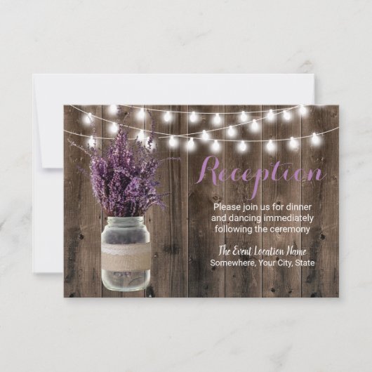 Invitation Mariage Réception Jar Floral Lavande Rustique (Devant)