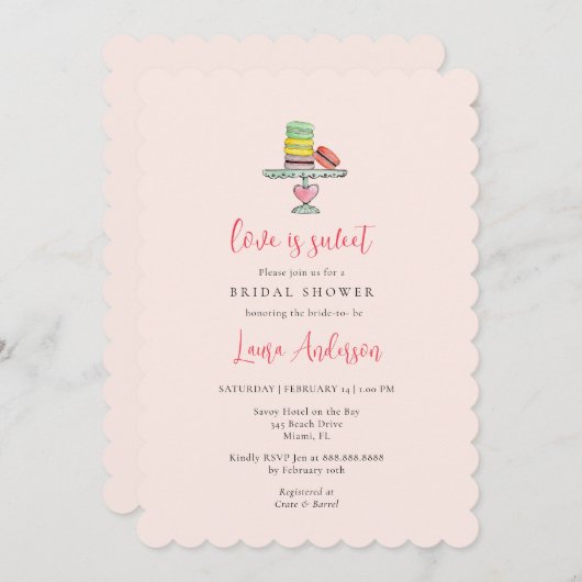 Invitation Mariage Réception Macaroon Amour est doux (Devant / Derrière)
