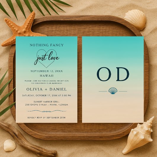 Invitation Mariage Réception Moderne de Fuite sur une Plage T