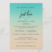 Invitation Mariage Réception Moderne de Fuite sur une Plage T (Devant)