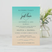 Invitation Mariage Réception Moderne de Fuite sur une Plage T (Debout devant)