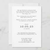 Invitation Mariage Réception Photo Nous nous sommes enfuis Éc (Dos)