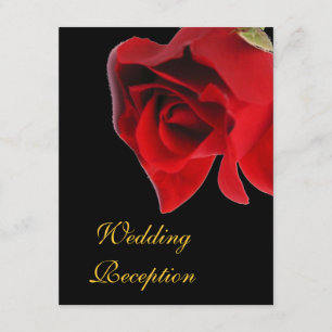 Invitation Mariage Réception rose rouge sur noir