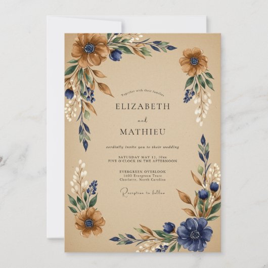 Invitation Mariage Récolte Artistique en Cuivre (Devant)