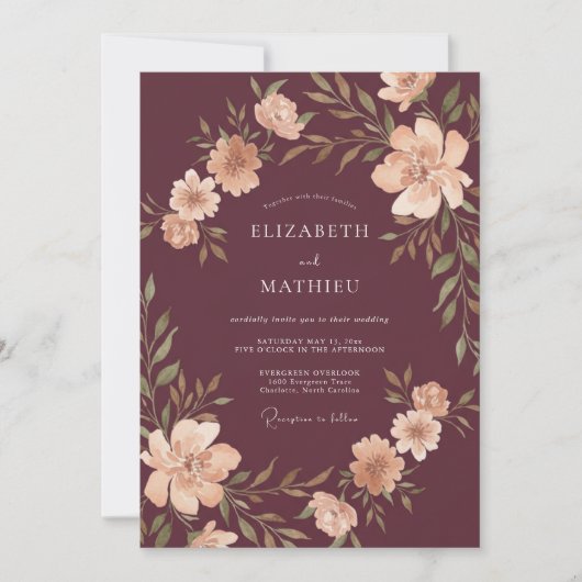 Invitation Mariage Récolte Bourguignon Poli (Devant)