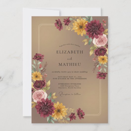 Invitation Mariage Récolte Chaude Bourgogne (Devant)