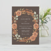 Invitation Mariage Récolte Chaude Brun Foncé (Debout devant)