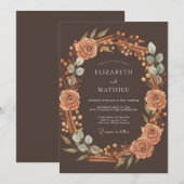 Invitation Mariage Récolte Chaude Brun Foncé (Devant / Derrière)