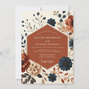 Invitation Mariage Récolte d'Automne Floral Rouille