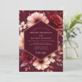 Invitation Mariage Récolte Fleurie Marron (Debout devant)