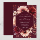 Invitation Mariage Récolte Fleurie Marron (Devant / Derrière)