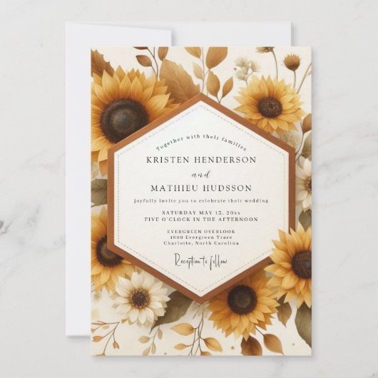 Invitation Mariage Récolte Rustique Souci (Devant)