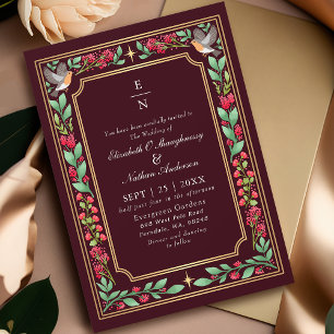 Invitation Mariage Red Enchanter Jardin Botanique Floral