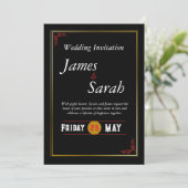 Invitation Mariage Red & Gold Détails personnalisés Invitatio (Debout devant)