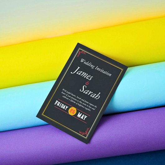 Invitation Mariage Red & Gold Détails personnalisés Invitatio