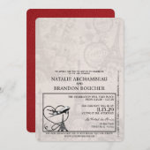 Invitation Mariage Red Paris Passport (Devant / Derrière)