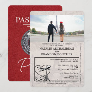 Invitation Mariage Red Paris Passport
