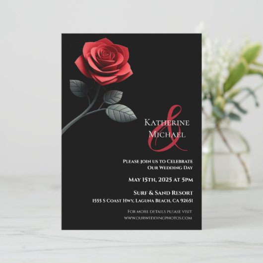 Invitation Mariage Red Rose (Debout devant)