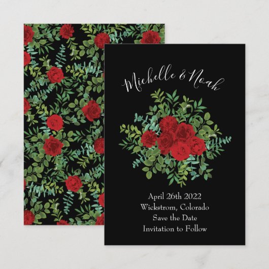 Invitation Mariage Red Rose (Devant / Derrière)