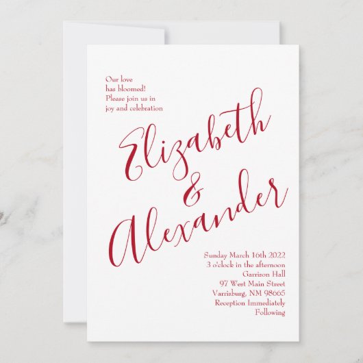 Invitation Mariage Red Rose (Devant)