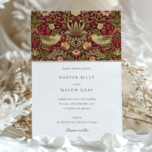 Invitation Mariage Red Strawberry Thief