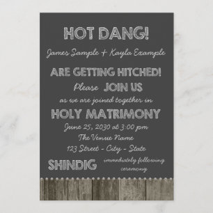 Invitation Mariage Redneck Tableau Noir Bois de Grange