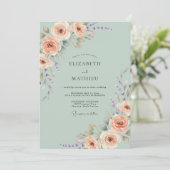 Invitation Mariage Régence Rose Vert Sauge (Debout devant)