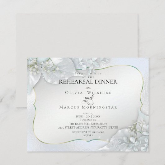 Invitation MARIAGE REHEARSAL | Icy Blue Shimmer (Devant / Derrière)