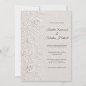 Invitation Mariage Relief Ivoire Roses Code QR (Devant)