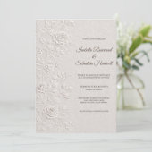 Invitation Mariage Relief Ivoire Roses Code QR (Debout devant)
