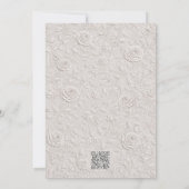 Invitation Mariage Relief Ivoire Roses Code QR (Dos)