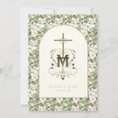Invitation Mariage religieux catholique rose et blanc Floral (Dos)