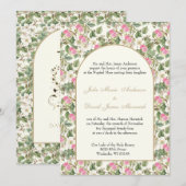 Invitation Mariage religieux catholique rose et blanc Floral (Devant / Derrière)