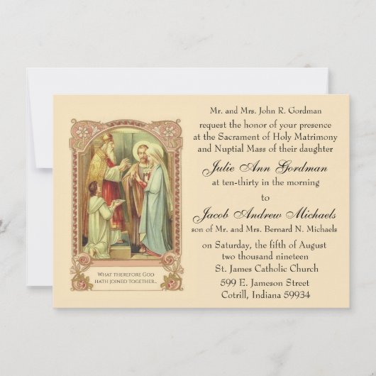 Invitation Mariage religieux catholique Vintage traditionnel (Devant)