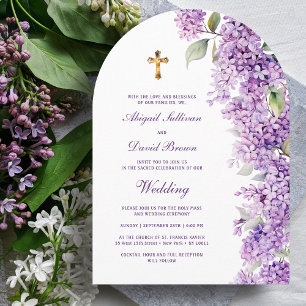 Invitation Mariage religieux sous l'arche de lilas