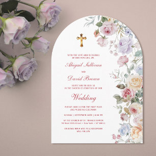 Invitation Mariage religieux sous les arches de roses