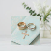 Invitation Mariage religieux vert Mint (Debout devant)