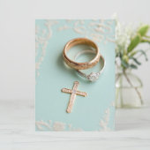 Invitation Mariage religieux vert Mint (Debout devant)
