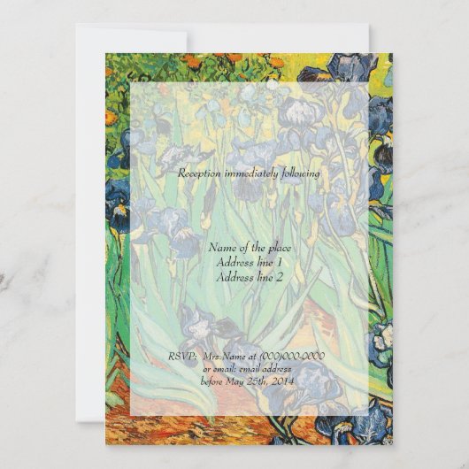 Invitation Mariage religieux, Vincent van Gogh, Irises (Dos)
