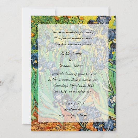 Invitation Mariage religieux, Vincent van Gogh, Irises (Devant)