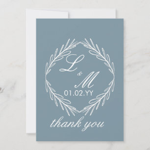 Invitation Mariage Remerciements Écriture Monogramme Branche 