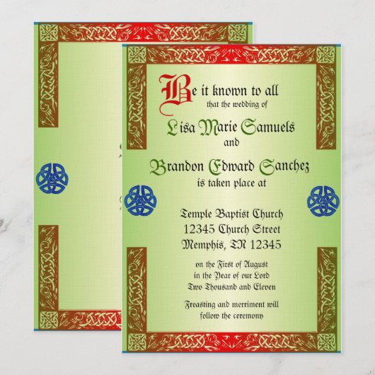 Invitation Mariage Renaissance (Devant / Derrière)