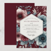 Invitation Mariage Renaissance Garnet Sarcelle (Devant / Derrière)