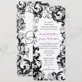 Invitation Mariage Renaissance Médiéval Noir et Blanc (Devant / Derrière)