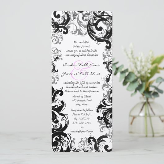 Invitation Mariage Renaissance Médiéval Noir et Blanc (Debout devant)