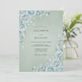 Invitation Mariage Renoncule Eucalyptus Argent Glacé (Debout devant)