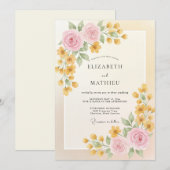 Invitation Mariage Renoncule Eucalyptus Crème Or (Devant / Derrière)