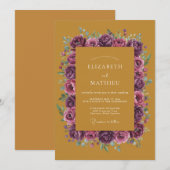 Invitation Mariage Renoncule Eucalyptus Prune Moutarde (Devant / Derrière)